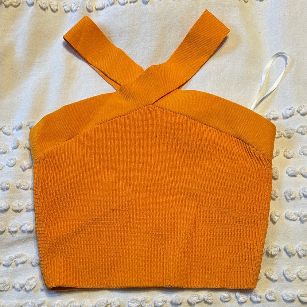 Babaton Orange Ribbed Tank Top